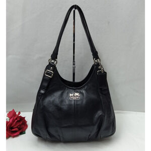 Coach Madison Black Leather 3 Compartments Shoulder Bag